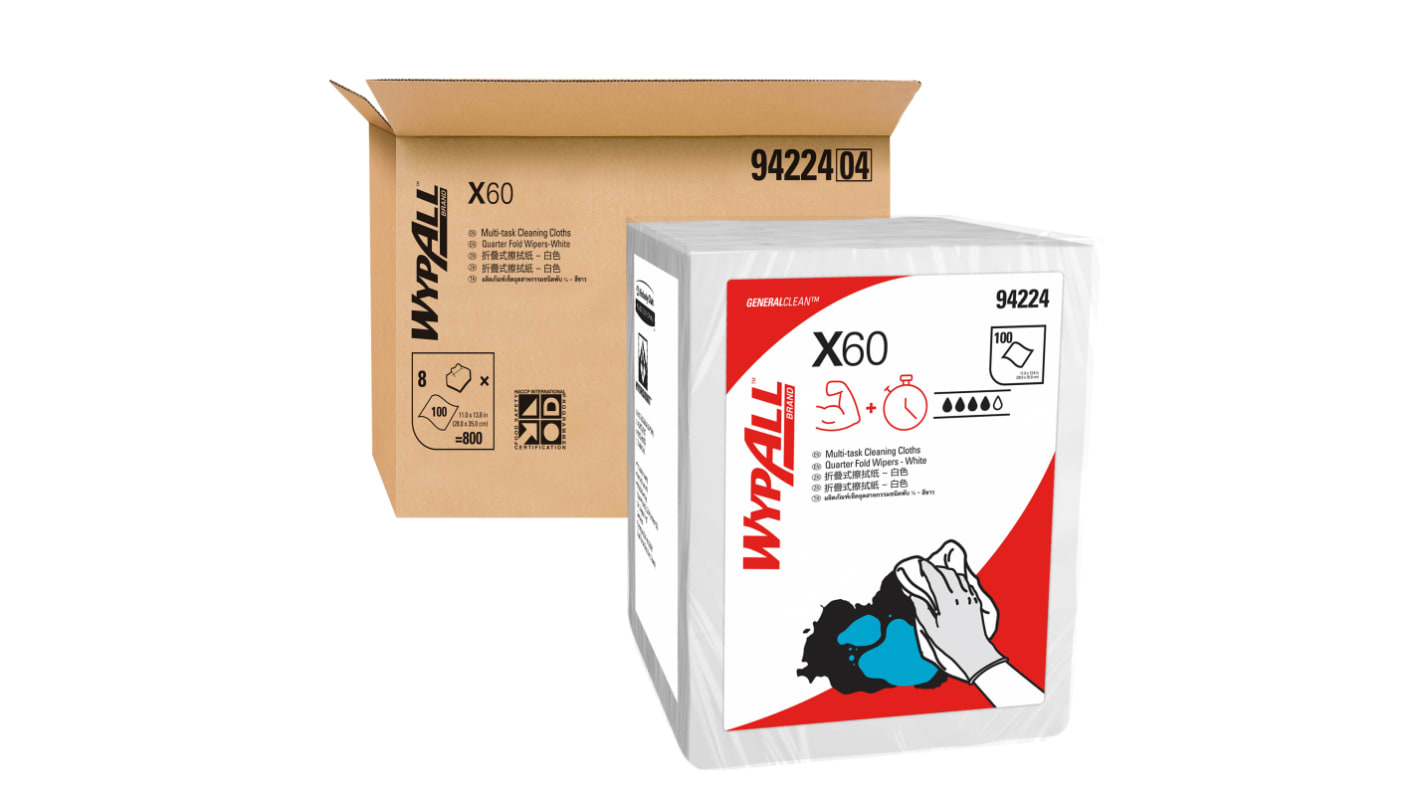 WYPALL X60 Single Sheet Wipers (94224) Dry Multi-Purpose Wipes, Pack of 800