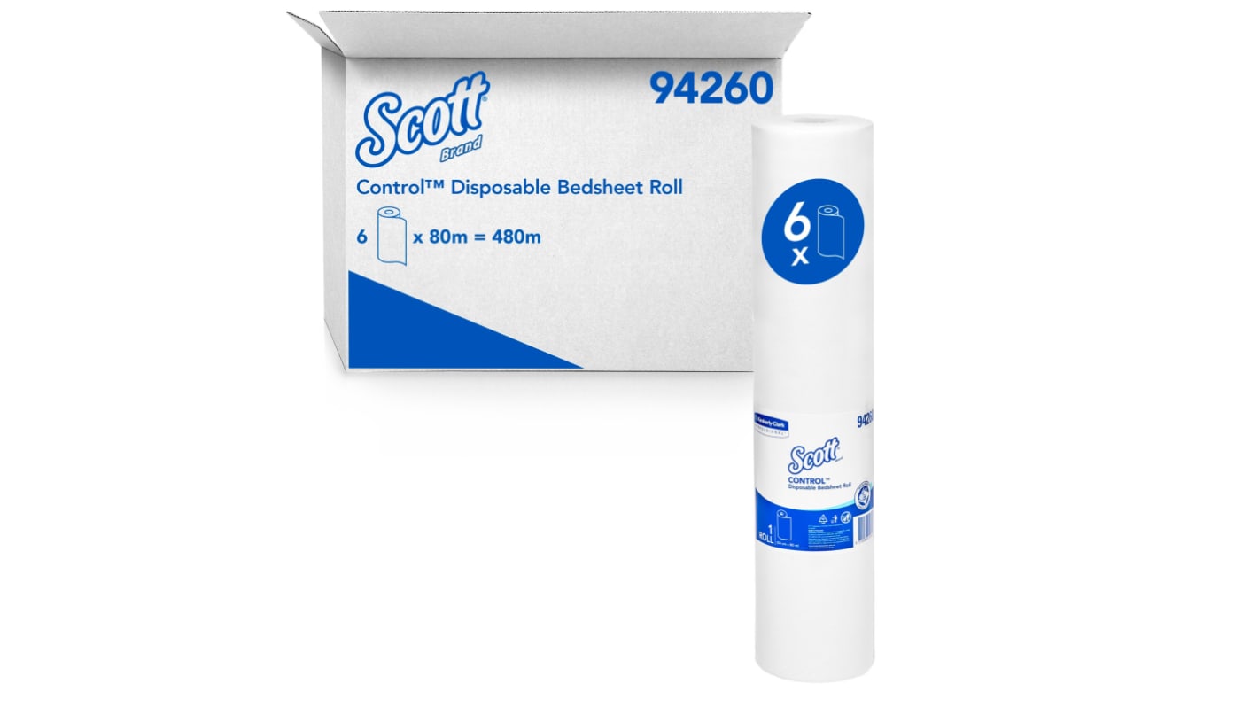SCOTT Control Disposable Bedsheet Roll (94260) Multi-Purpose Wipes, Box of