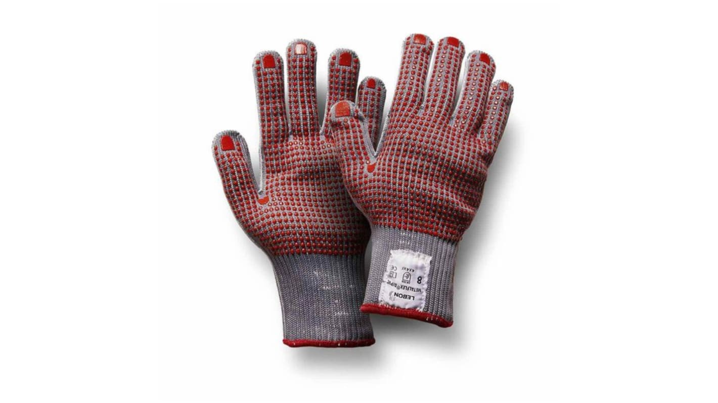 Lebon Protection METALFLEX/D/PVC Grey Stainless Steel Cut Resistant Cut Resistant Gloves, Size 9, PVC Coating