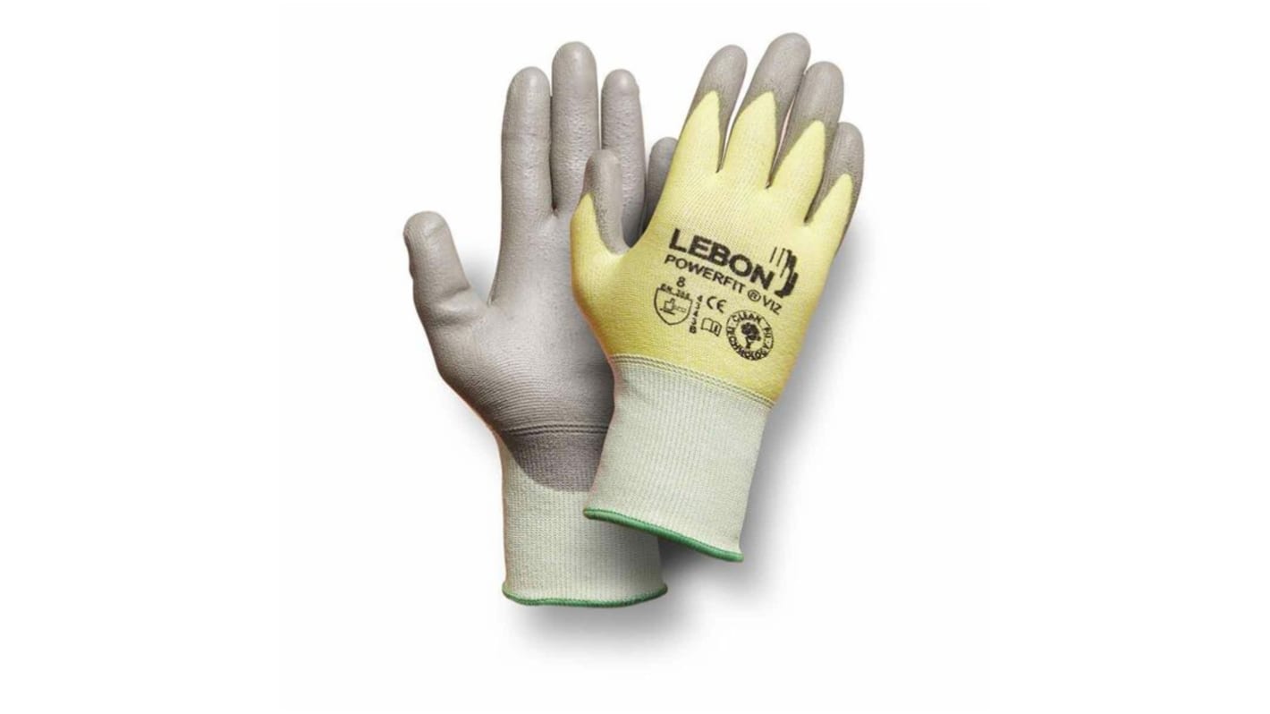 Guantes resistentes a cortes de Elastano, HPPE, poliamida Amarillo Lebon Protection serie POWERFIT/VIZ, talla 10, con