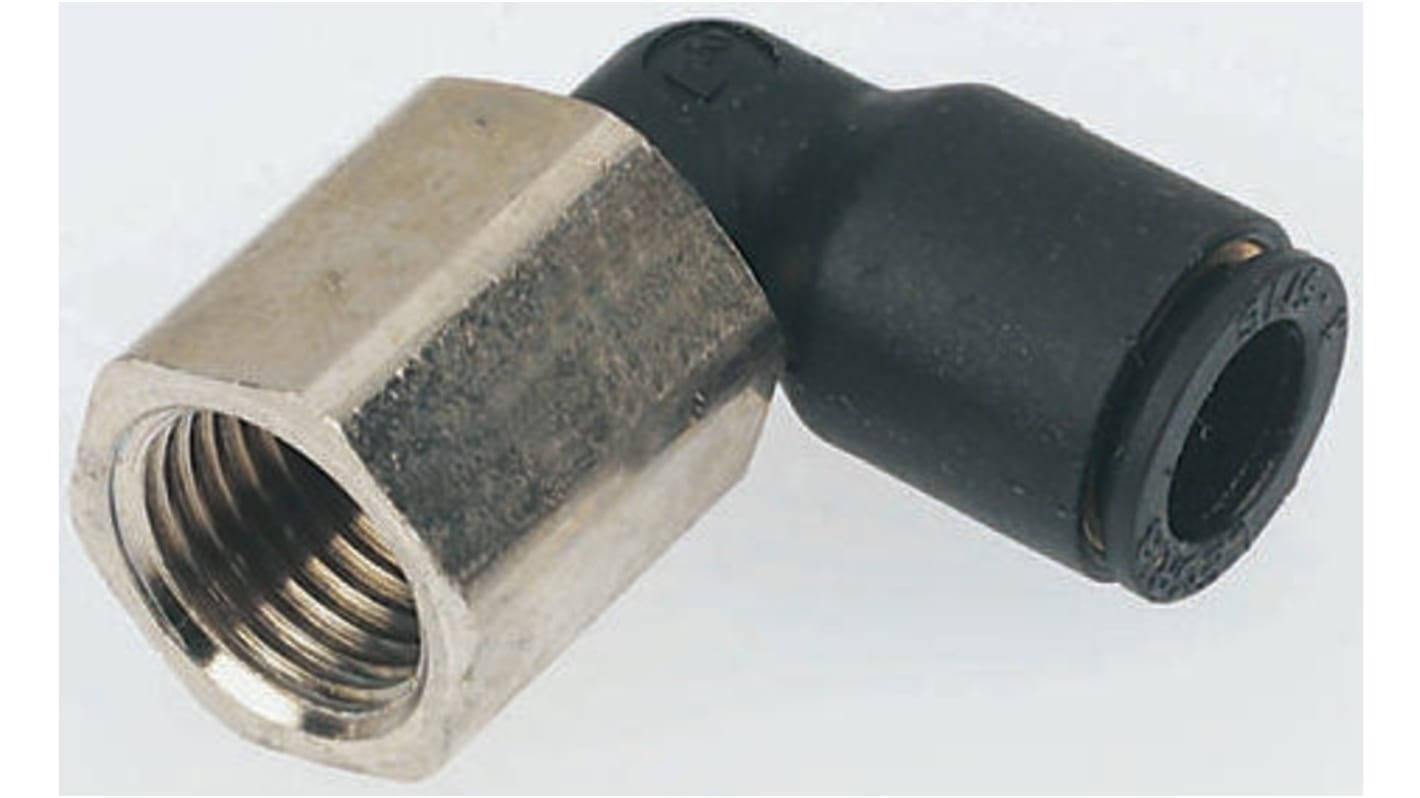 Legris LF3000 Series Elbow Threaded Adaptor, G 1/4 Female to Push In 4 mm, Threaded-to-Tube Connection Style