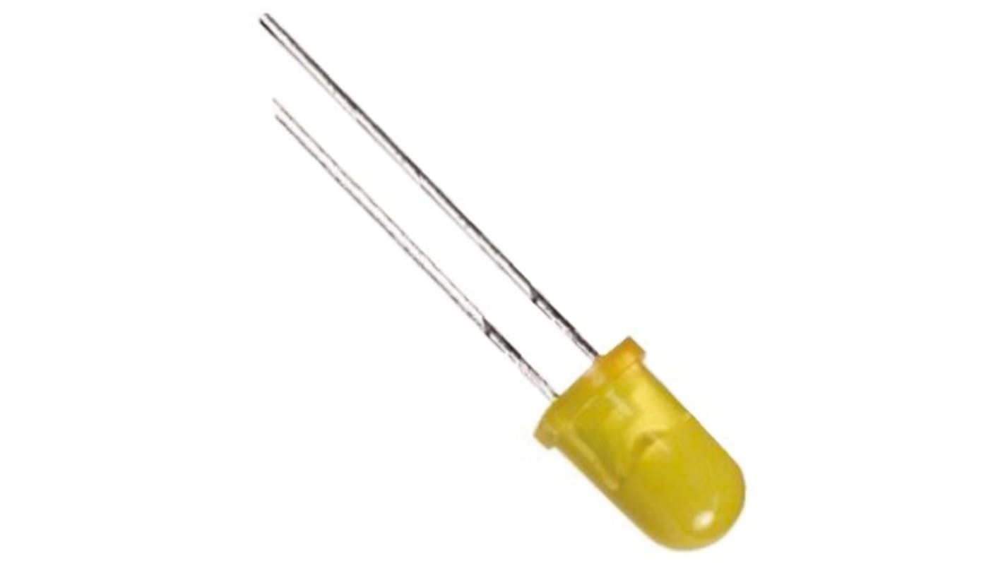 LED Vishay, Amarillo, 594 nm, Vf= 3 V, 60 °, mont. pasante, encapsulado 5 mm (T-1 3/4)