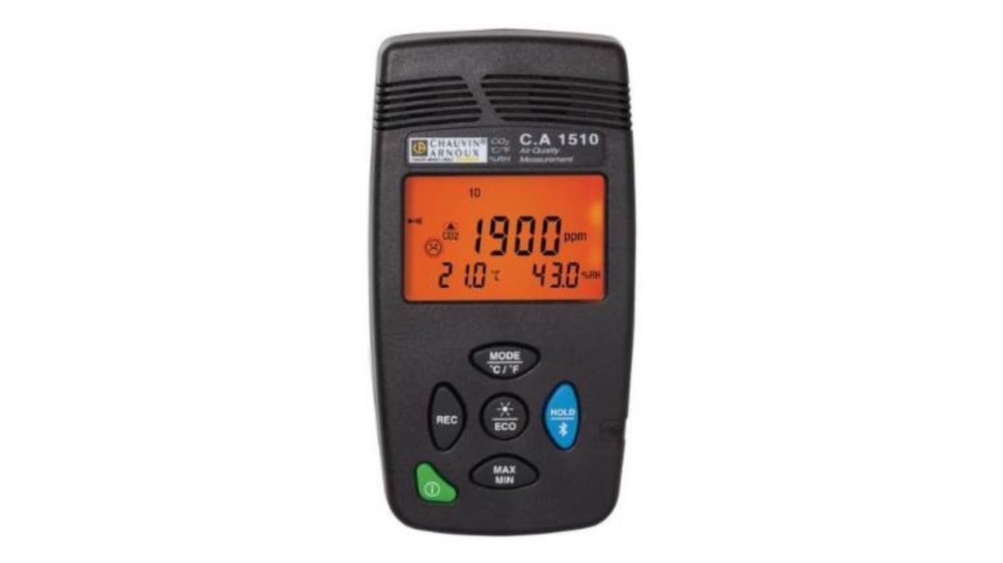 Chauvin Arnoux CA1510 Data Logging Air Quality Monitor for CO2, Humidity, Temperature, +60°C Max, 95%RH Max,