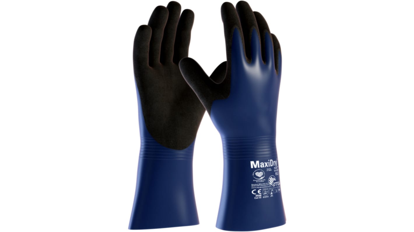 Gants de manutention ATG MaxiDry Plus taille 11, Résiste aux produits chimiques, 1 Paire, Bleu