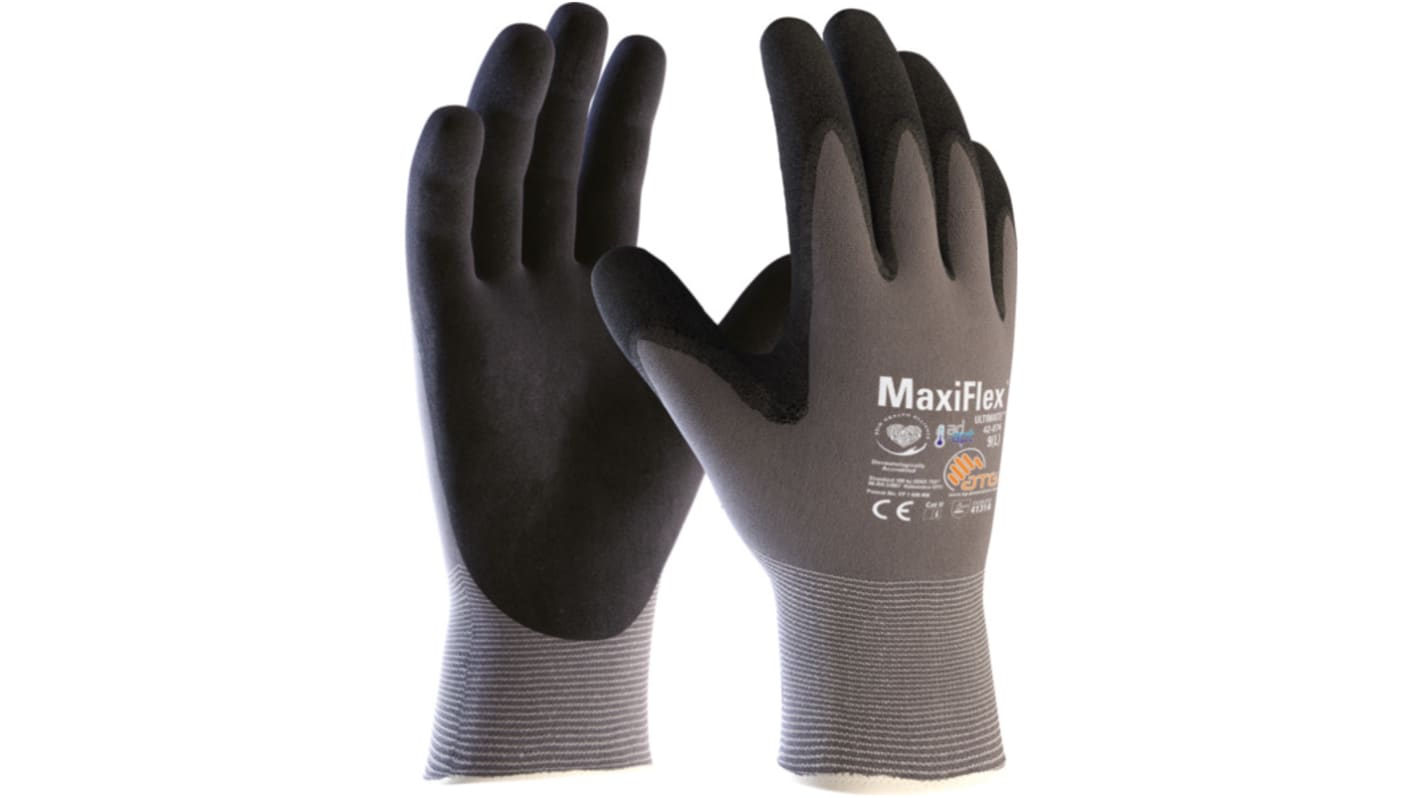 ATG Maxiflex Grey Spandex General Purpose Work Gloves, Size 7, Small, Nitrile Coating
