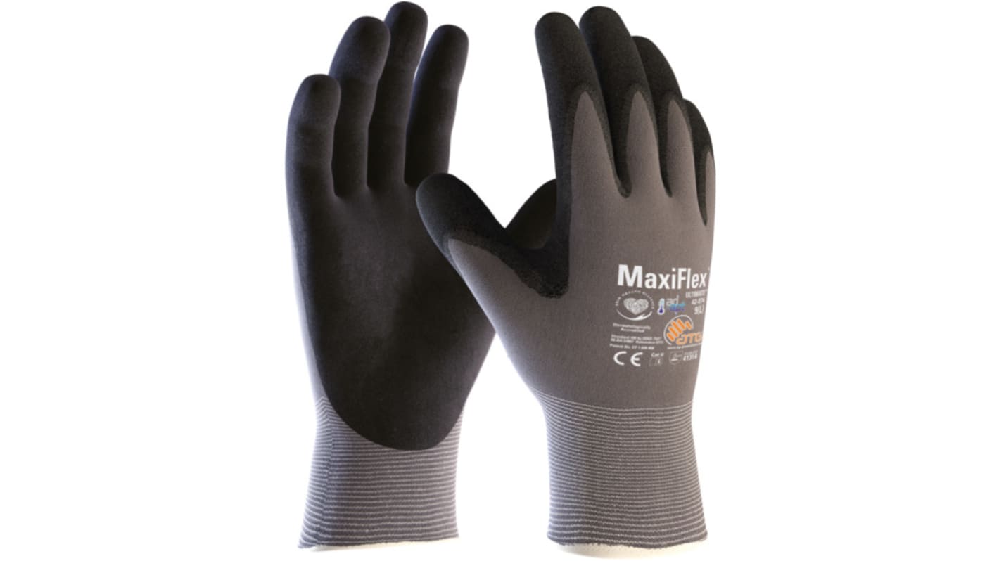 ATG Maxiflex Grey Spandex General Purpose Work Gloves, Size 11, Nitrile Coating