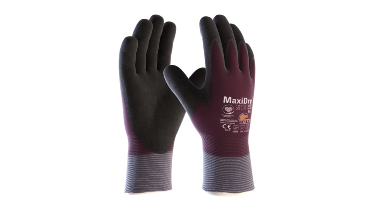 ATG Maxidry Purple Nylon Thermal Work Gloves, Size 10, XL, Nitrile Coating