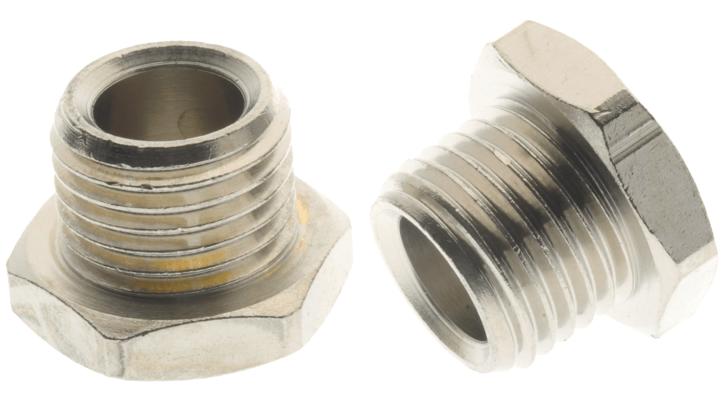 RS PRO 1/2 in Male Nickel Plated Brass Plug Fitting for 10mm