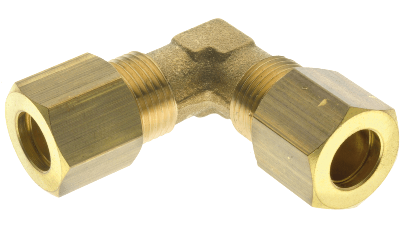 RS PRO Brass Push Fit Fitting, Elbow Compression Elbow, Female Metric M14 to Female Metric M14