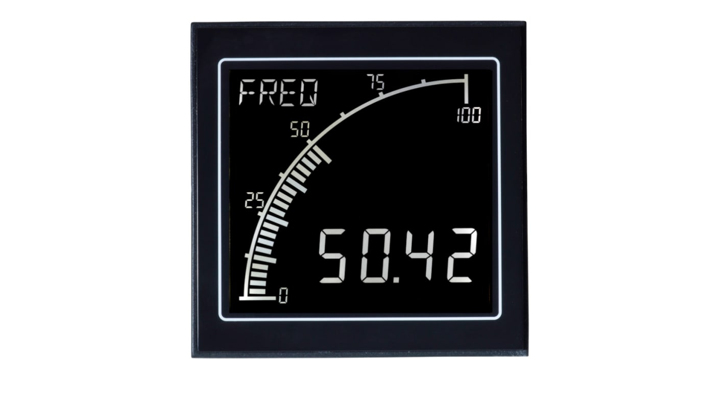 Analizador de red multifunción de panel Trumeter, con display LCD, para Corriente, frecuencia, tensión, dim. 68mm x 68mm