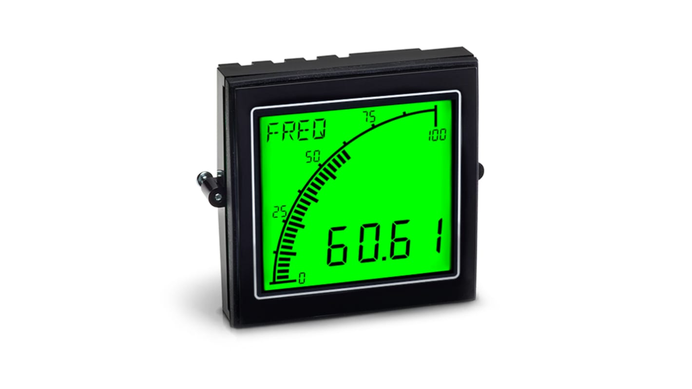 Analizador de red multifunción de panel Trumeter, con display LCD, para Corriente, frecuencia, tensión, dim. 68mm x 68mm