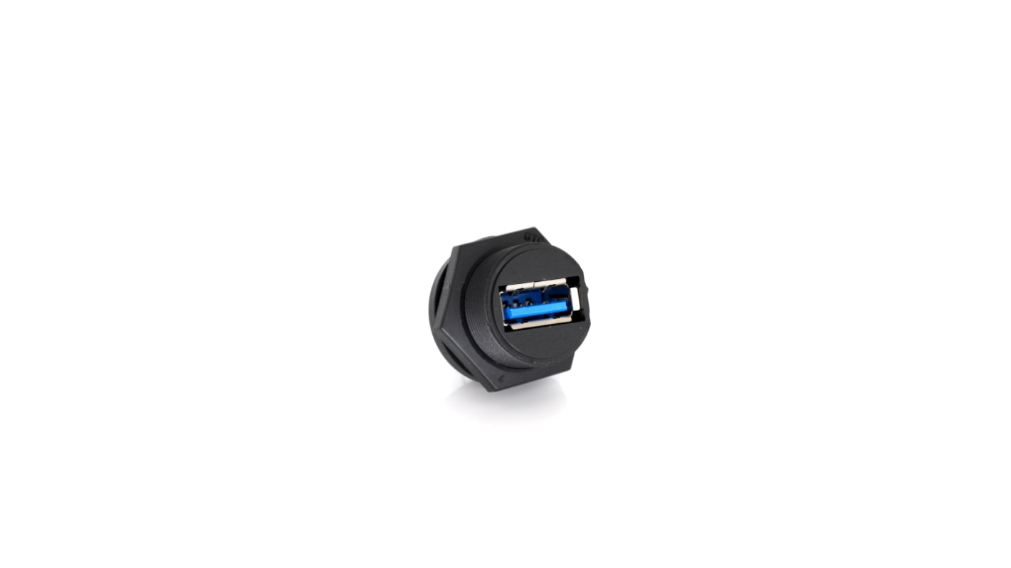 RS PRO Straight, Panel Mount, Socket Type A 3.0 IP67 Type A USB Connector