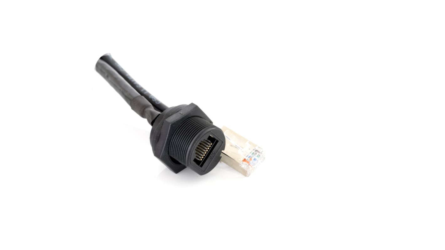 Connecteur RJ45 cat 6 RS PRO Femelle vers Mâle Montage panneau Droit