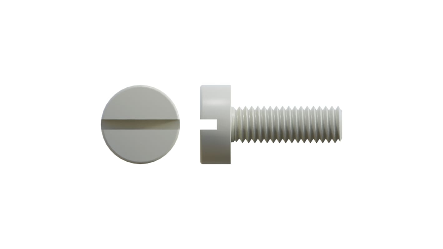 RS PRO Slot Cheese Head Nylon Machine Screw DIN 84, M2x16mm