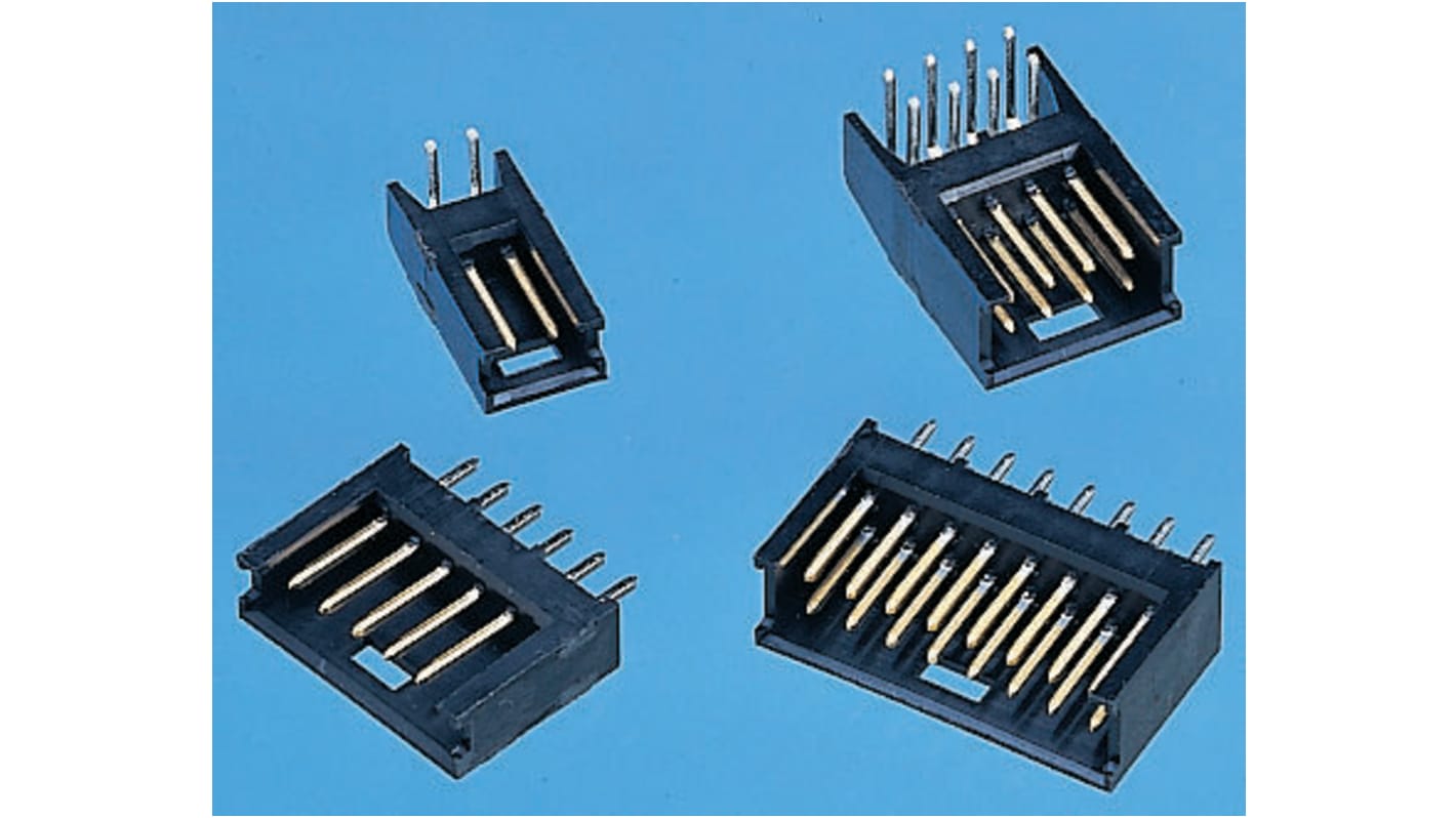 Conector macho para PCB Ángulo de 90° TE Connectivity serie AMPMODU MOD II de 8 vías, 2 filas, paso 2.54mm, para