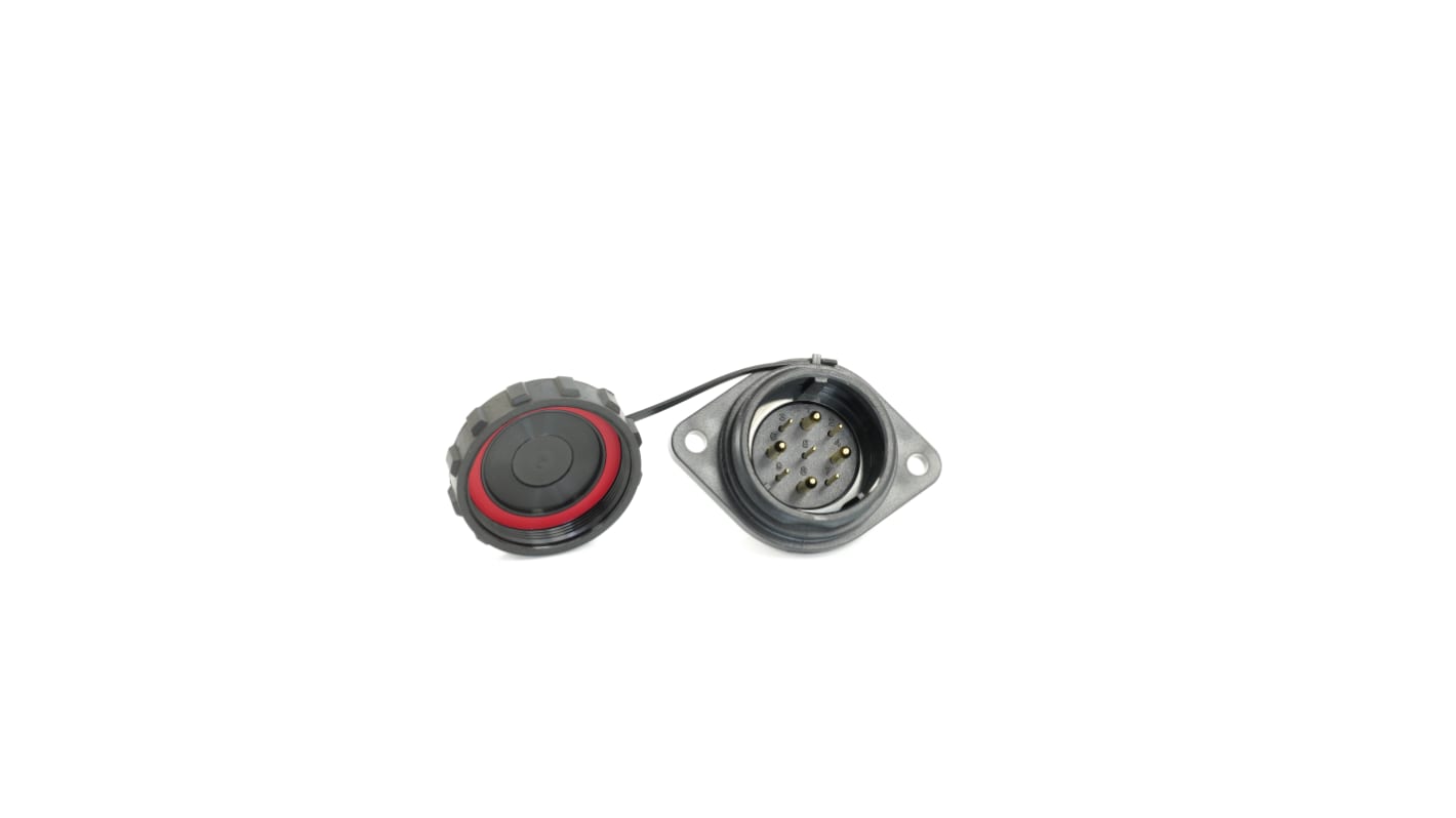 Conector circular RS PRO macho de 9 vías macho, Montaje en Panel, IP68