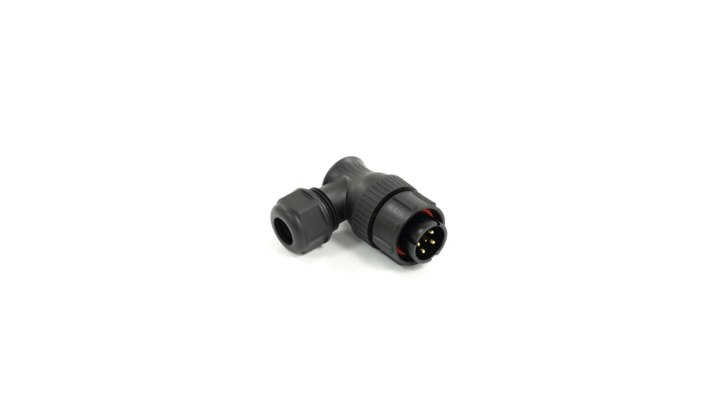 Conector circular RS PRO macho Ángulo de 90° de 6 vías macho, montaje aéreo, IP67