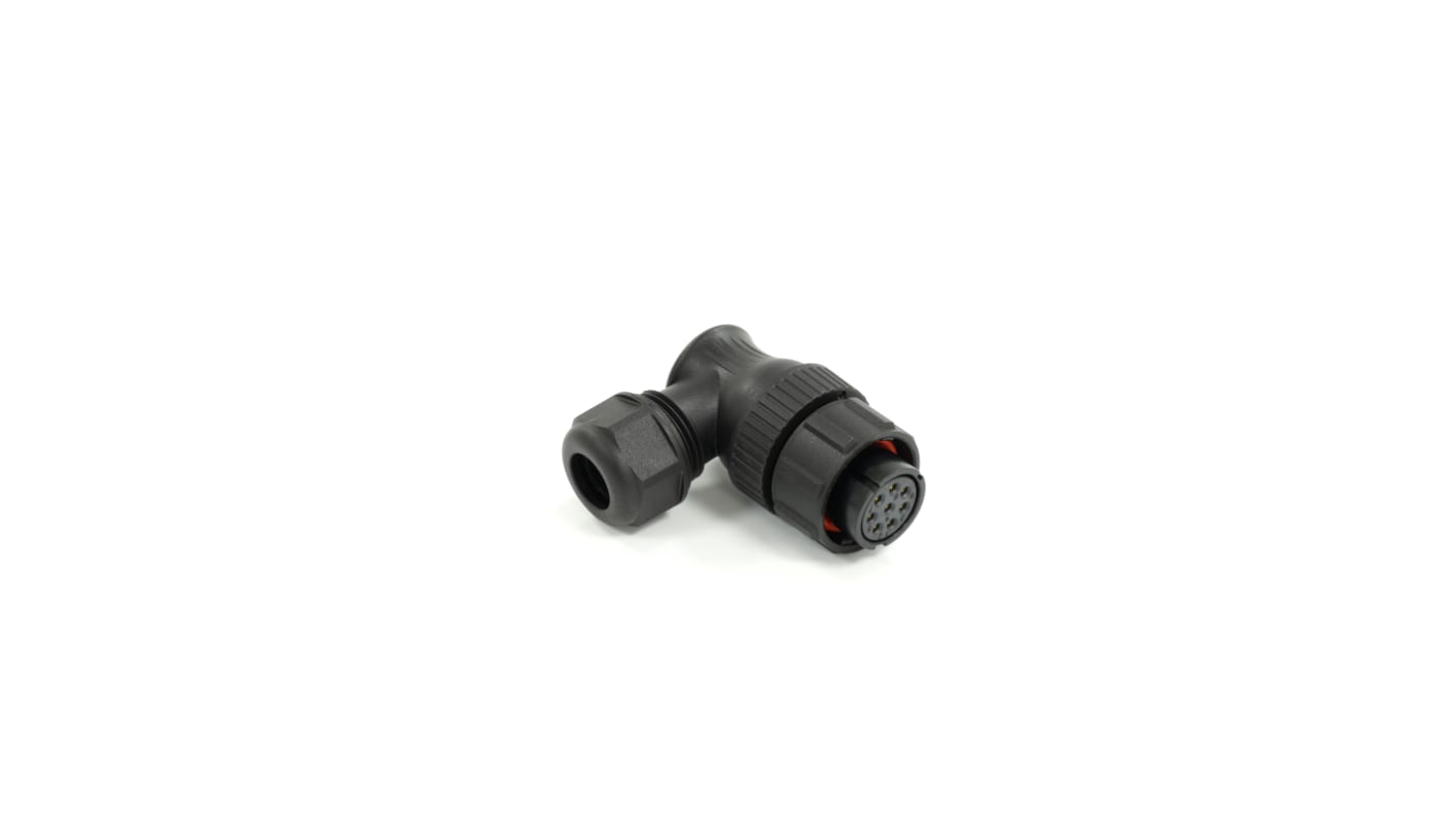 Conector circular RS PRO hembra Ángulo de 90° de 8 vías hembra, montaje aéreo, IP67