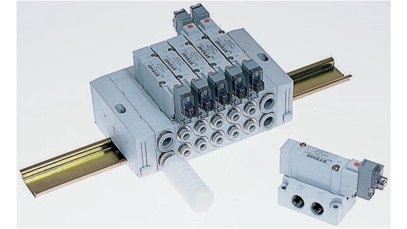 Electrodistributeur pneumatique SMC serie SY5000 fonction 5/2, Bobine/Assistée, 24V c.c.