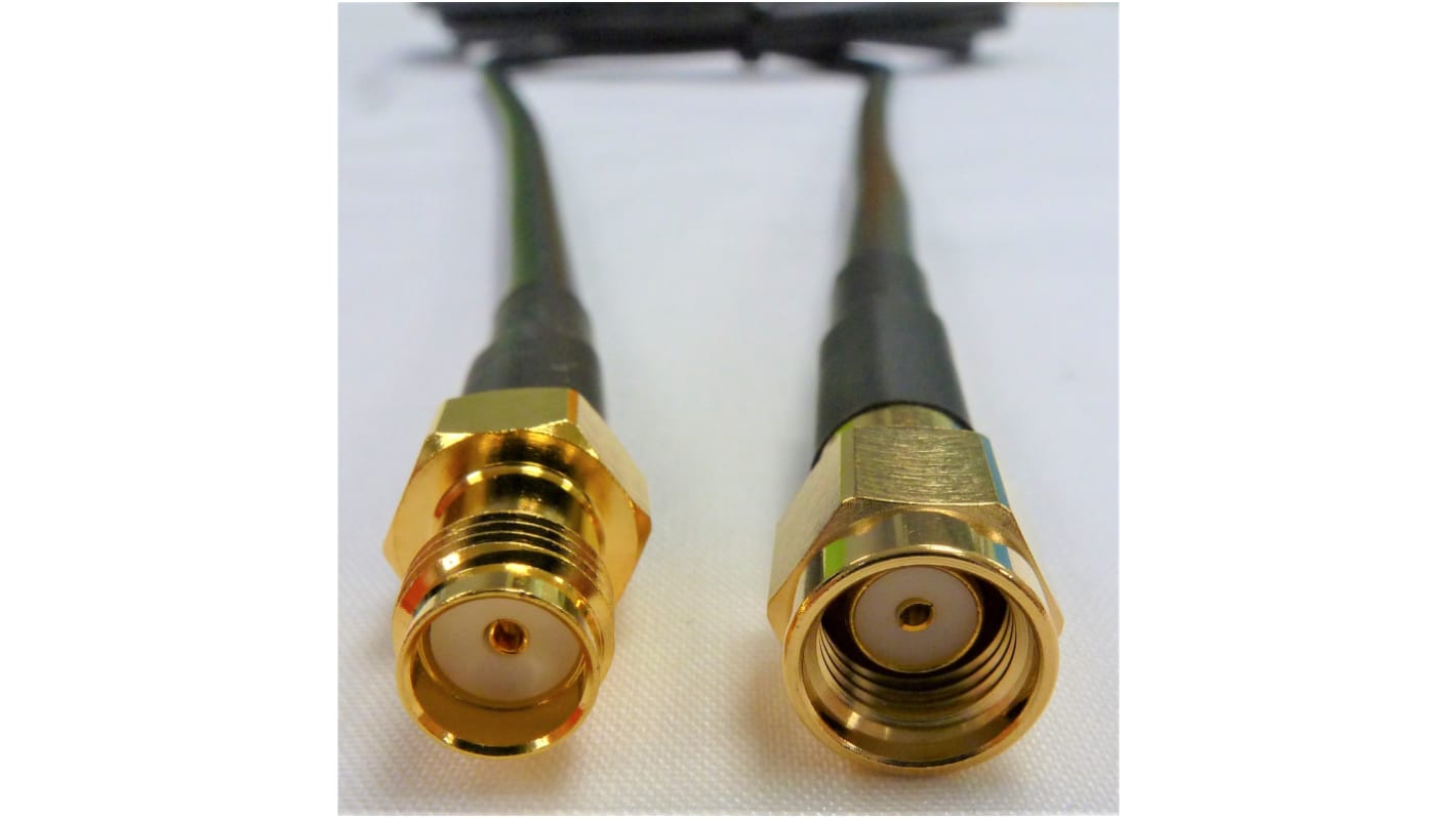 Cable coaxial RF195 Mobilemark, 50 Ω, con. A: SMA, Hembra, con. B: RP-SMA, Macho, long. 5m Negro