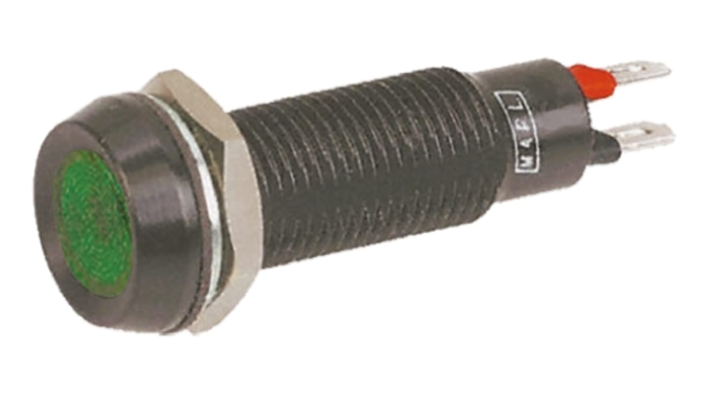 Marl パイロットランプ, 3.2V ac/dc, 緑, 実装ホールサイズ:8.1mm, 677-532-04