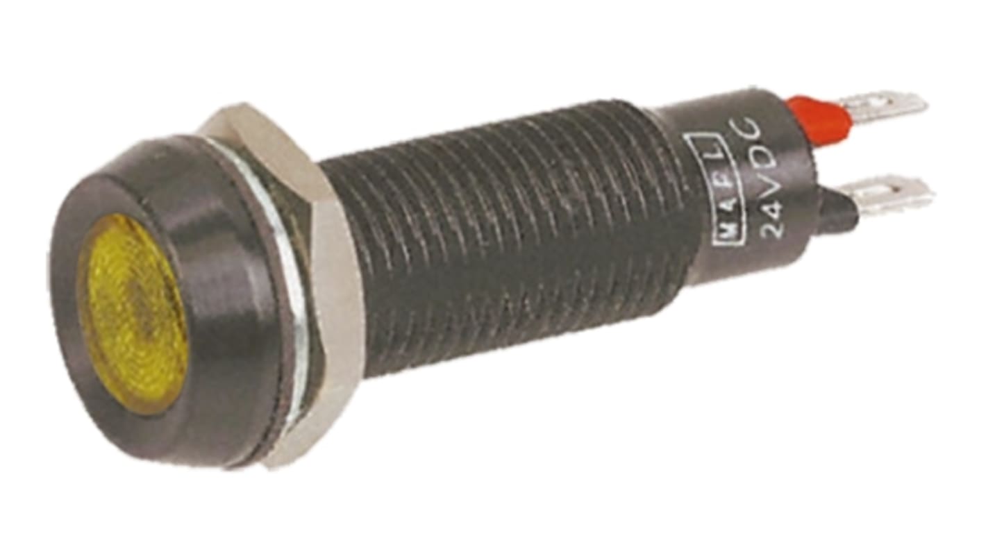 Marl パイロットランプ, 12V dc, 黄, 実装ホールサイズ:8.1mm, 677-521-21