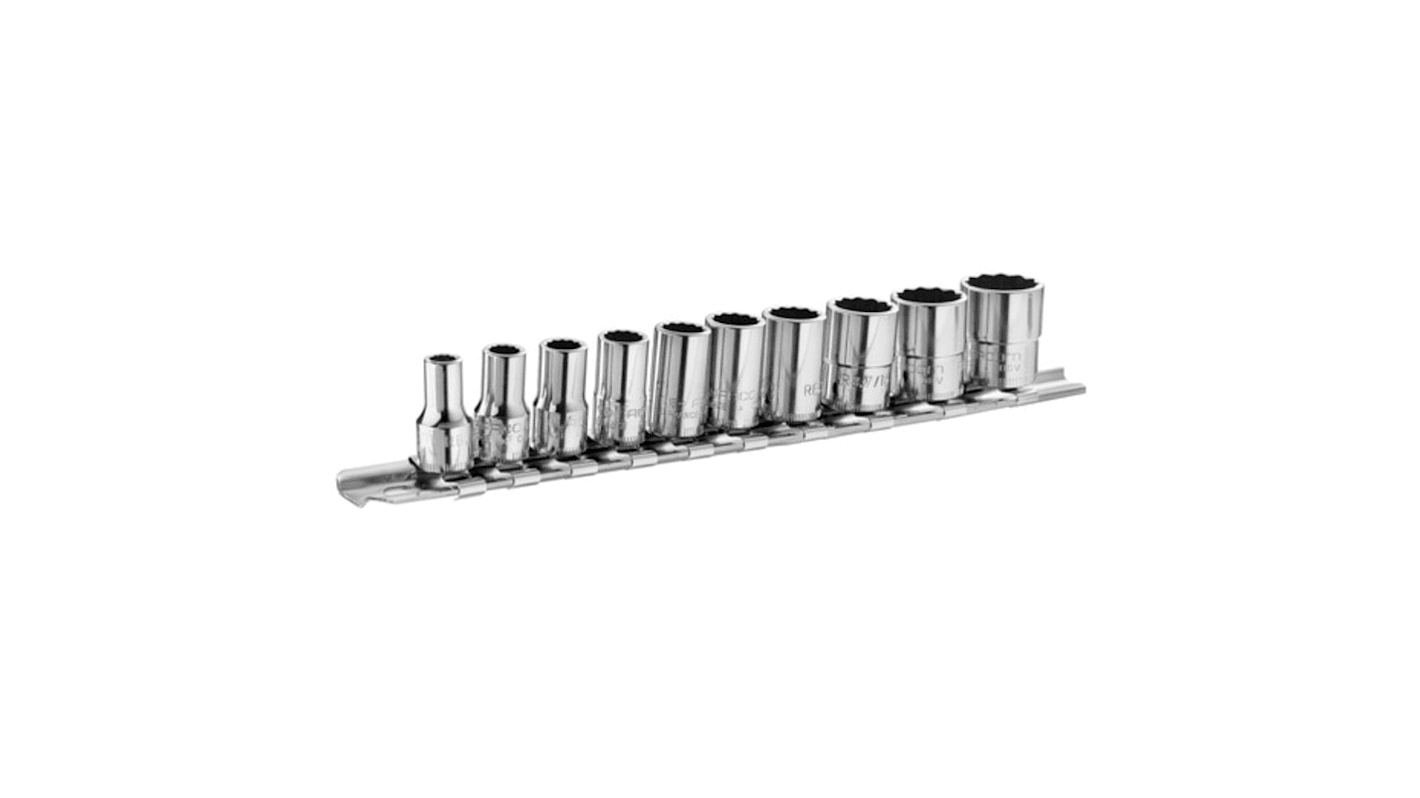 Facom 10-Piece Metric 1/4 in Standard Socket Set , 12 point