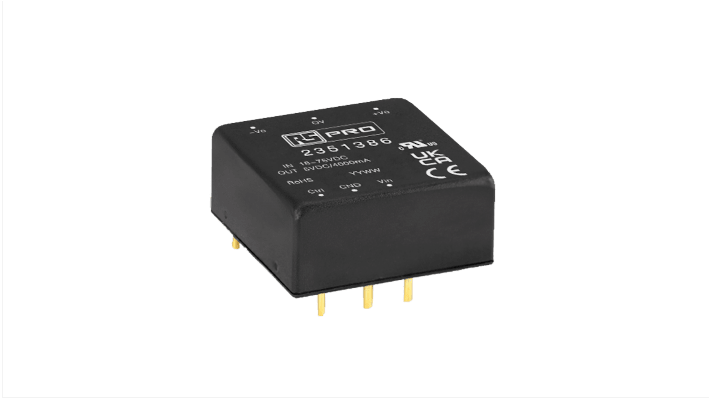 RS PRO Embedded Switch Mode Power Supply (SMPS), 5V dc, 4A, 20W, 1 Output, 18 → 75V dc Input Voltage