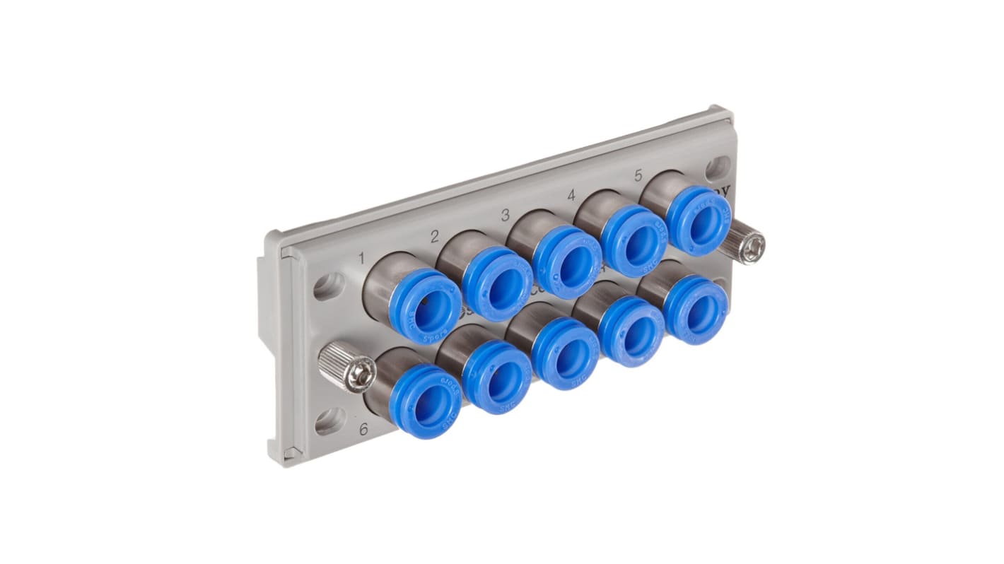 SMC KDM Series Multi-Connector Fitting, Push In 6 mm, Tube-to-Tube Connection Style