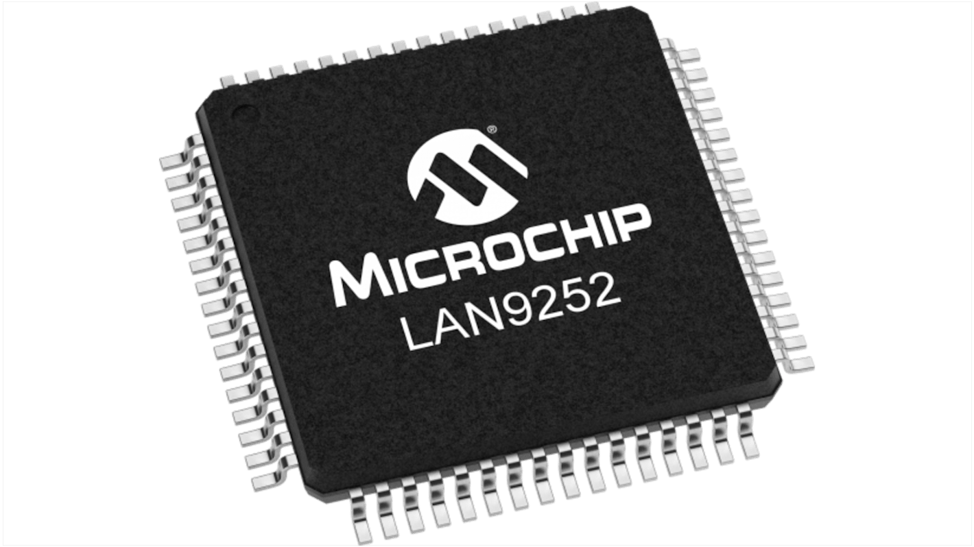 Controller Ethernet, host SPI, 64 Pin, 100MBPS, TQFP-EP