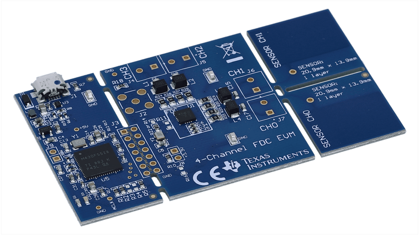 Modulo di valutazione FDC2214 With Two Capacitive Sensors Evaluation Module Texas Instruments, con Sensore tattile