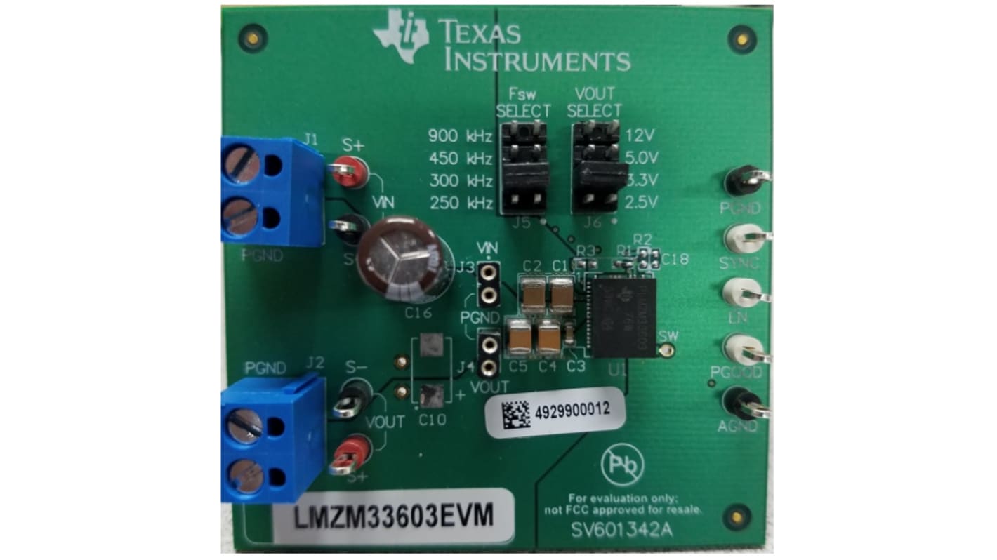 Placa de evaluación Convertidor dc-dc Texas Instruments LMZM33603 Evaluation Board - LMZM33603EVM