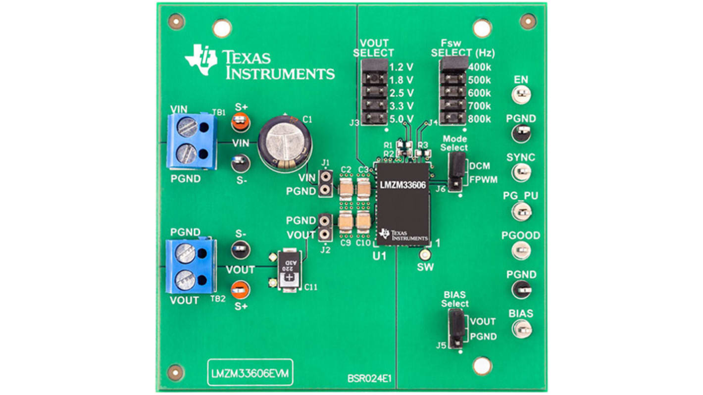 Placa de evaluación Convertidor dc-dc Texas Instruments LMZM33606 Evaluation Board - LMZM33606EVM