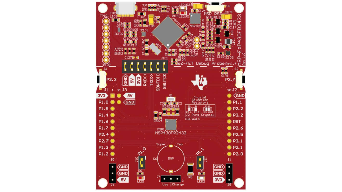 Texas Instruments MSP430FR2433 LaunchPad Development Kit 16 Bit, MCU Microcontroller Development Kit MSP430