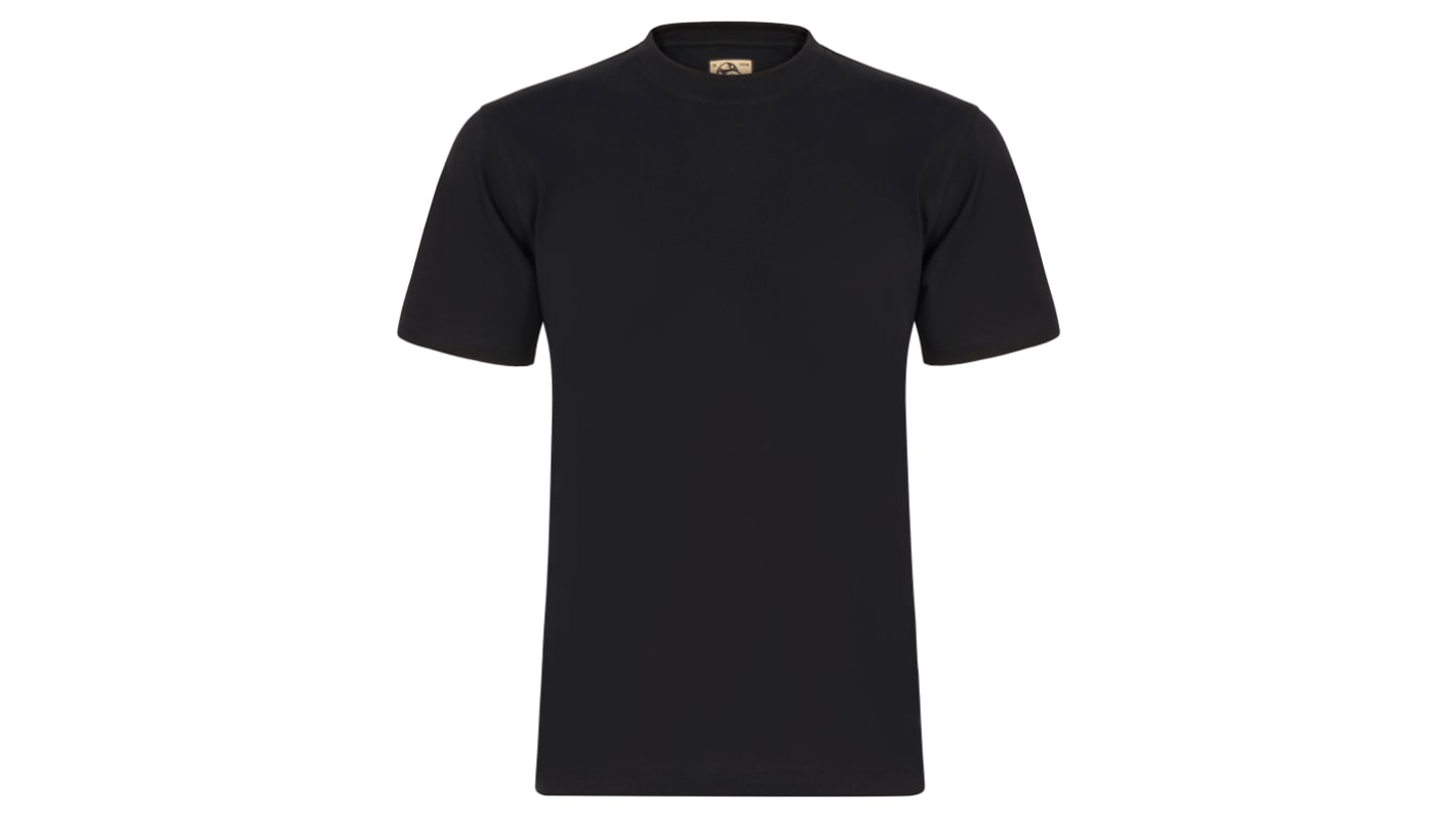 Orn Black Cotton, Recycled Polyester Short Sleeve T-Shirt, UK- L, EUR- L