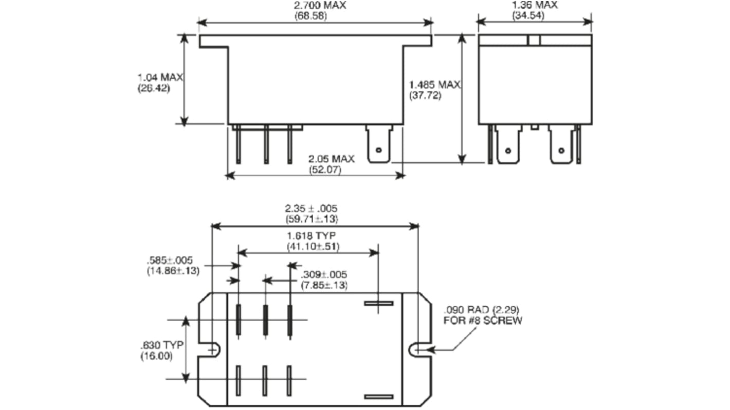 Relè di potenza TE Connectivity serie T92, DPST, bobina 12V cc, Montaggio su circuito stampato