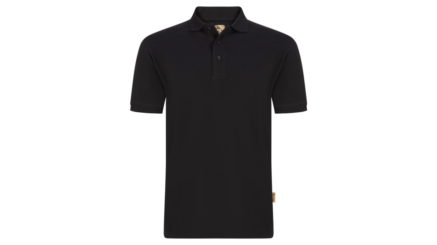 Orn Osprey EarthPro Poloshirt Black Cotton, Recycled Polyester Polo Shirt, UK- XL, EUR- XL