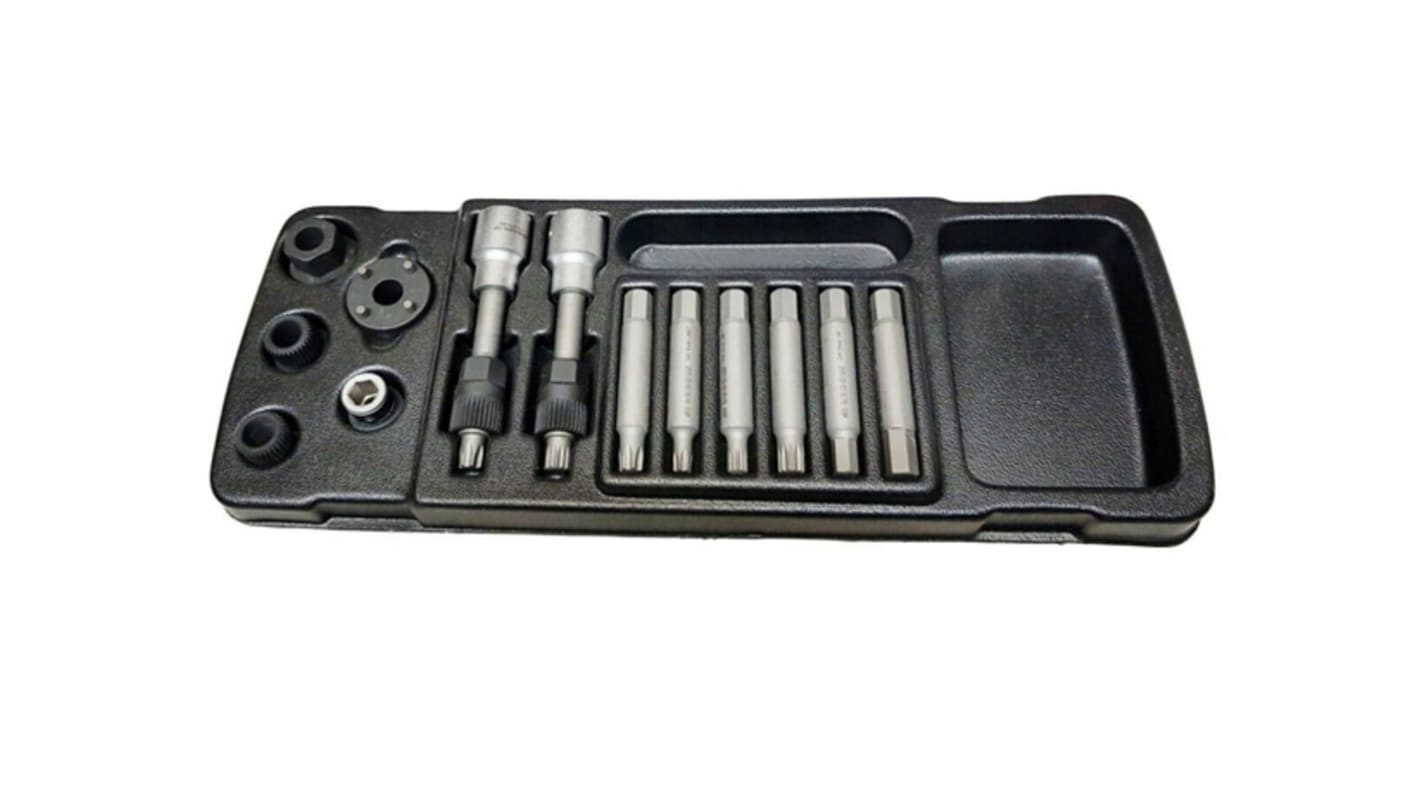 Facom 3-Piece 1/4 in Bit Socket Set , Hex Bit; Spline Bit; Torx Bit