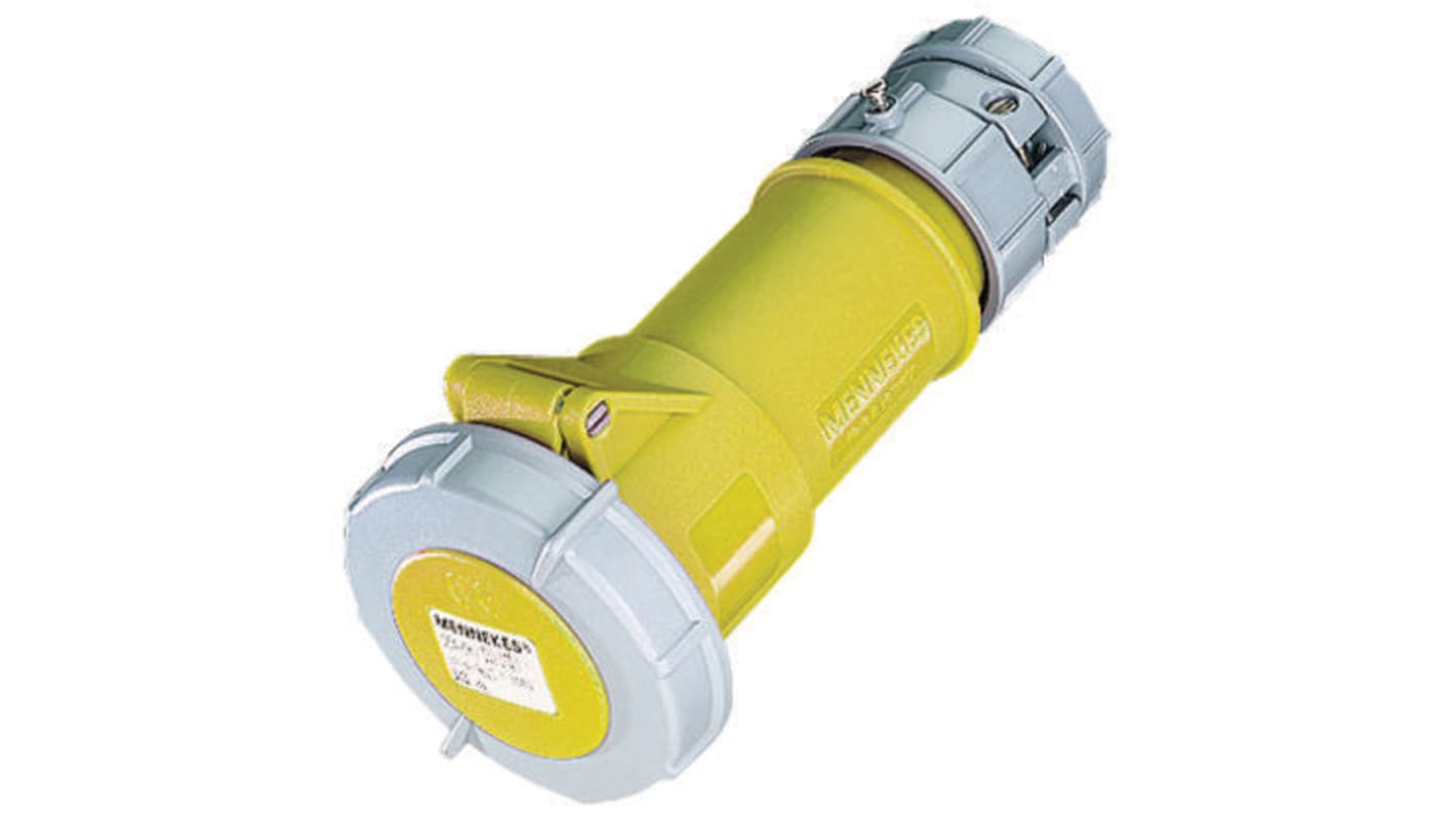 MENNEKES, PowerTOP IP67 Yellow Cable Mount 3P Industrial Power Socket, Rated At 32A, 110 V