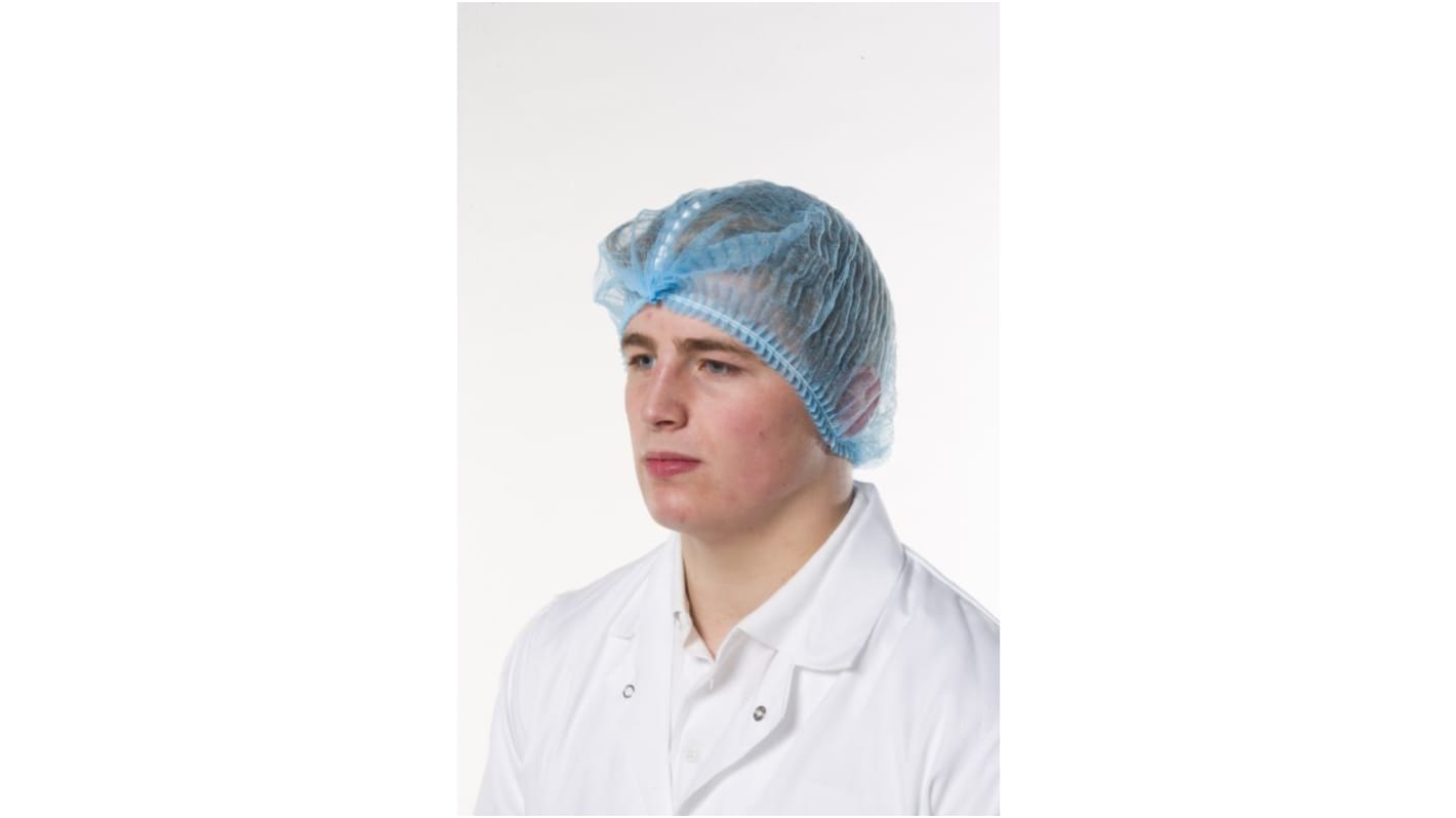 Reldeen Red Disposable Hair Cap for Food Industry Use, 52 cm, Mob Cap Type, Non-Metal Detectable