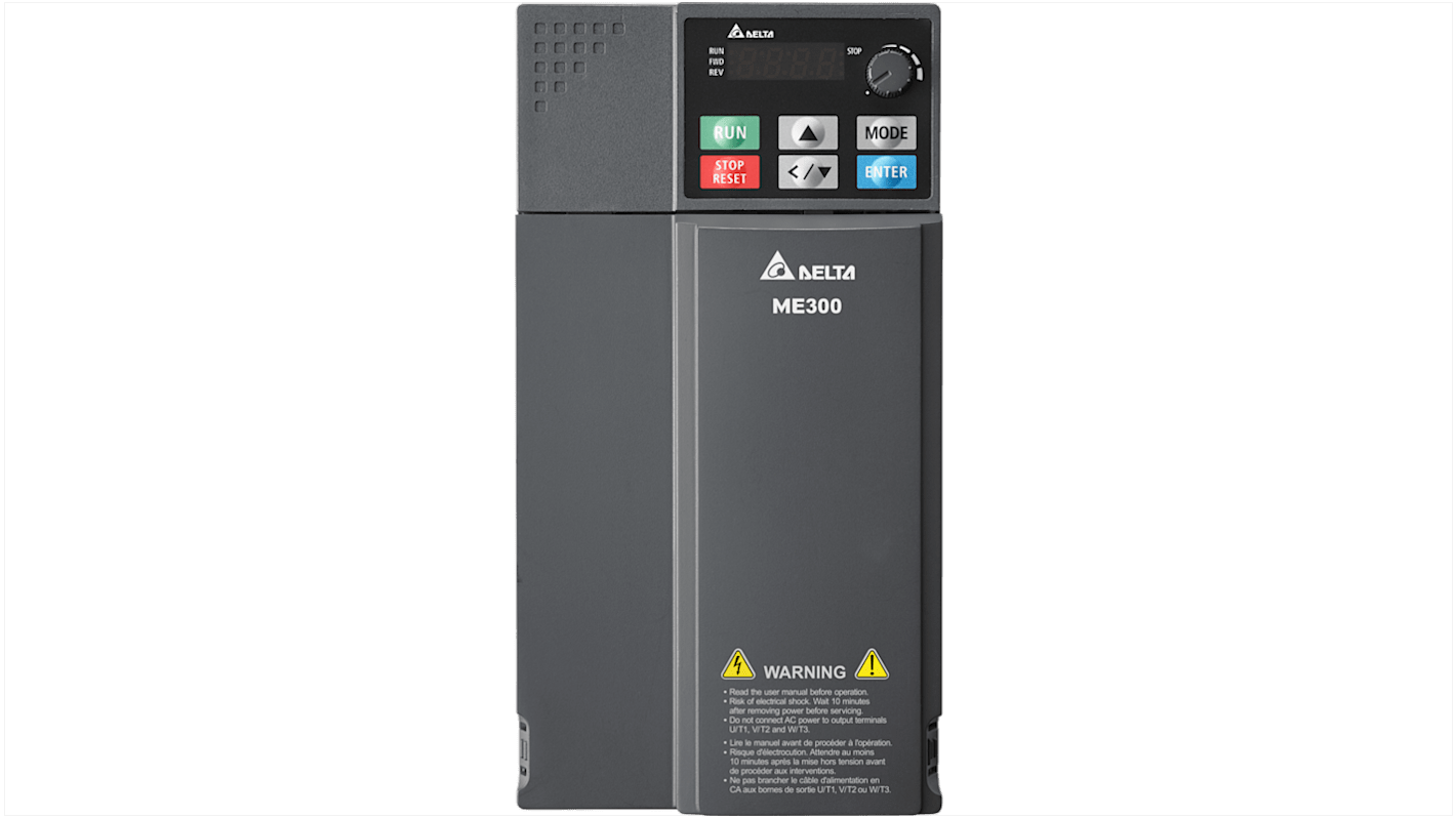 Variador de frecuencia Delta Electronics serie VFD-ME, 5,5 kW, 460 V, 3 fases, 13 A, 0 → 599Hz, IP20, Modbus