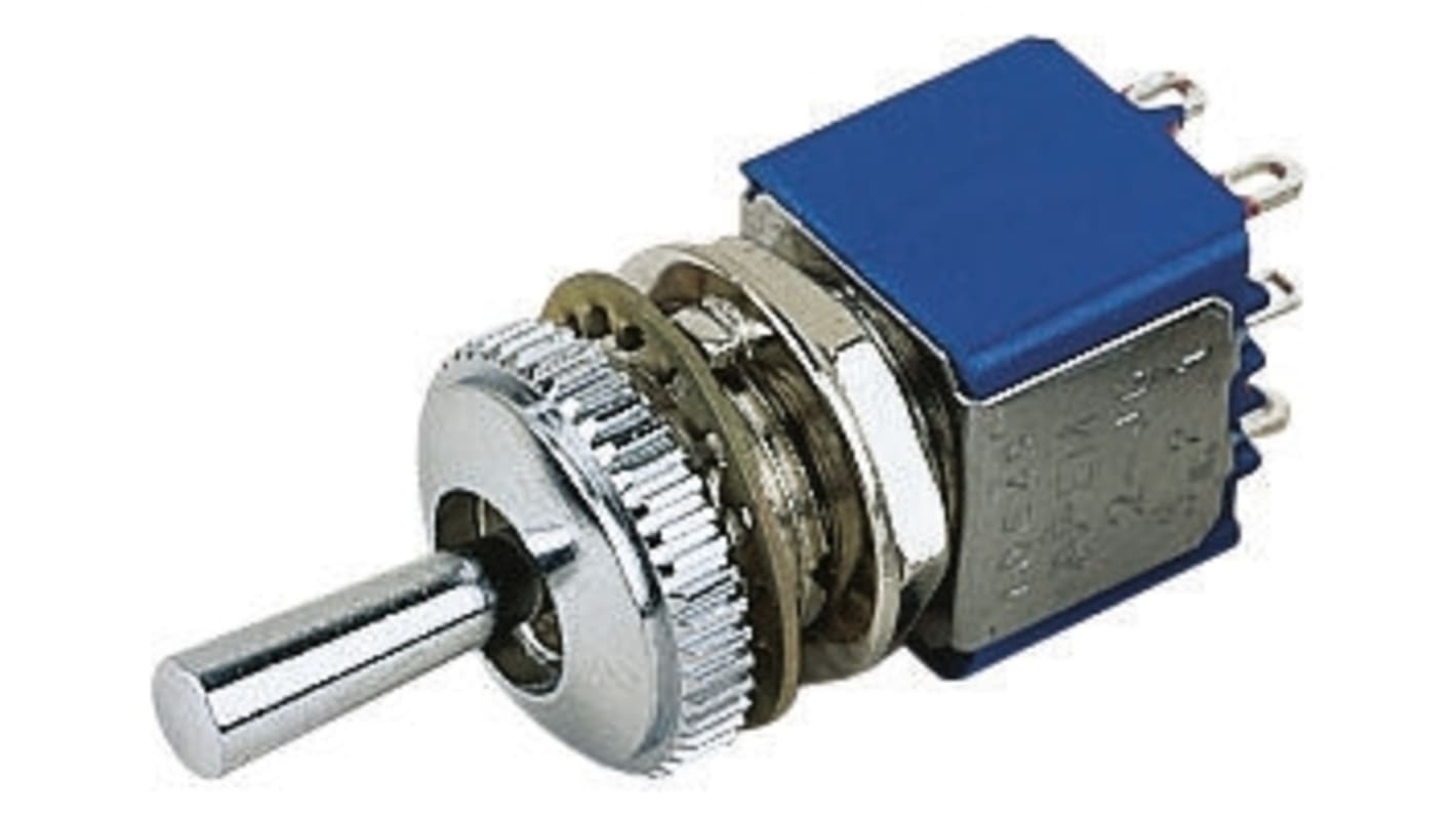 APEM Toggle Switch, Panel Mount, On-Off-On, SPDT, Solder Terminal