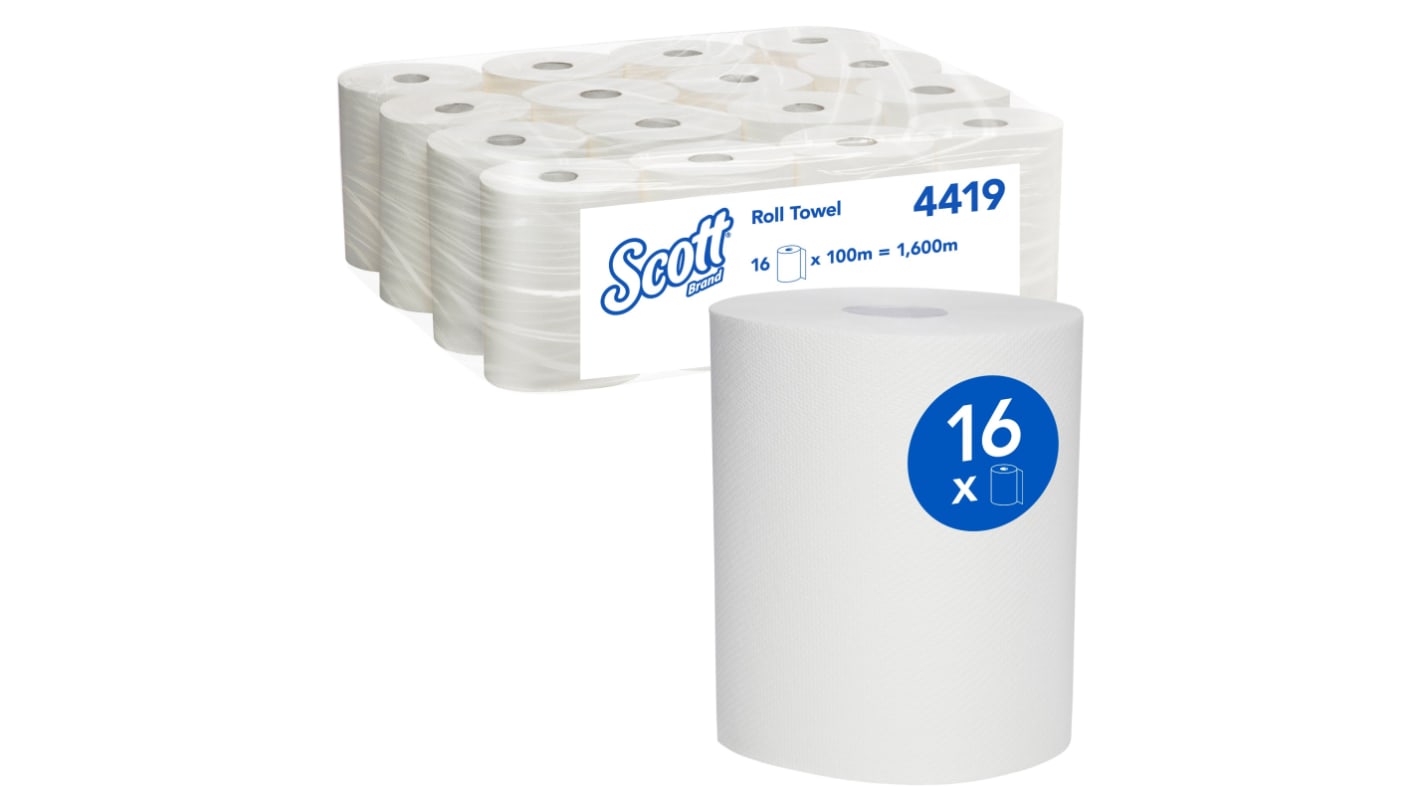 SCOTT Roll Towel (4419) Rolled White Paper Towel, 1000mm