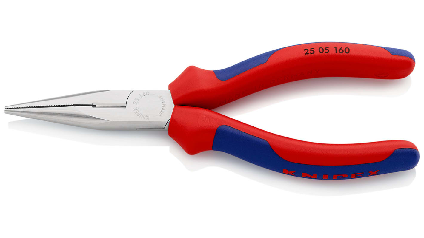 Knipex Spitzzange / Backen 50mm, gebogen Schneidkraft → Harter Draht: 1,6 mm, mittelharter Draht: 2,5 mm 160 mm