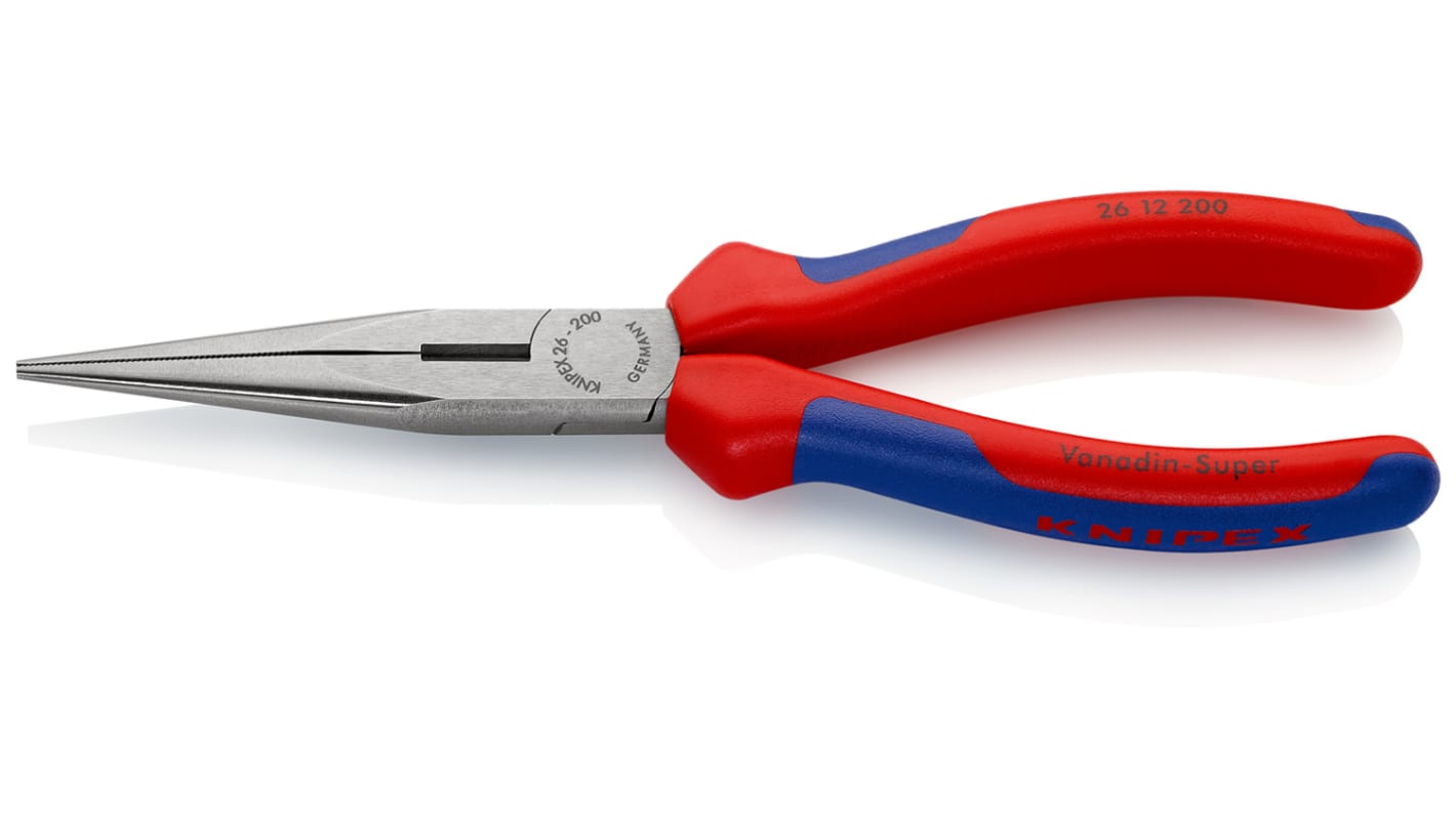 Knipex Long Nose Pliers, 200 mm Overall, Straight Tip, 73mm Jaw