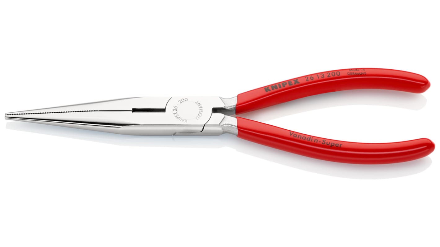 Knipex Long Nose Pliers, 200 mm Overall, Straight Tip, 73mm Jaw