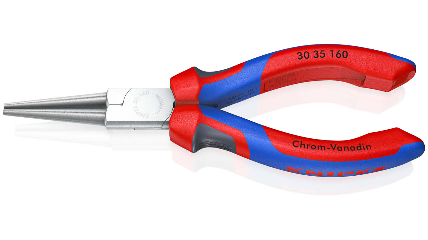 30 35 160 Knipex Long Nose Pliers, 160 mm Overall, Straight Tip, 41mm