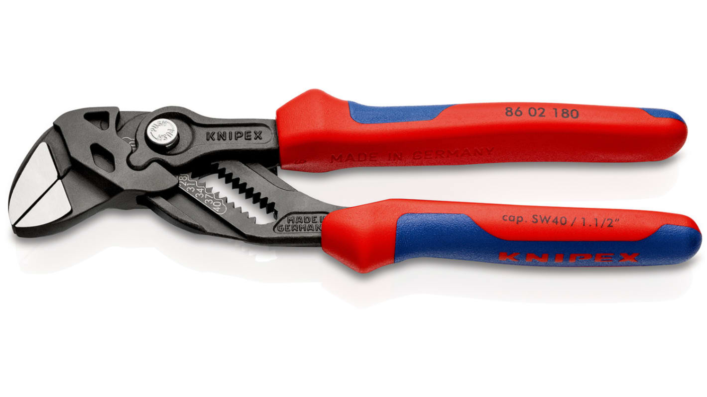 Knipex Plier Wrench, 180 mm Overall, Angled, Straight Tip, 40mm Jaw