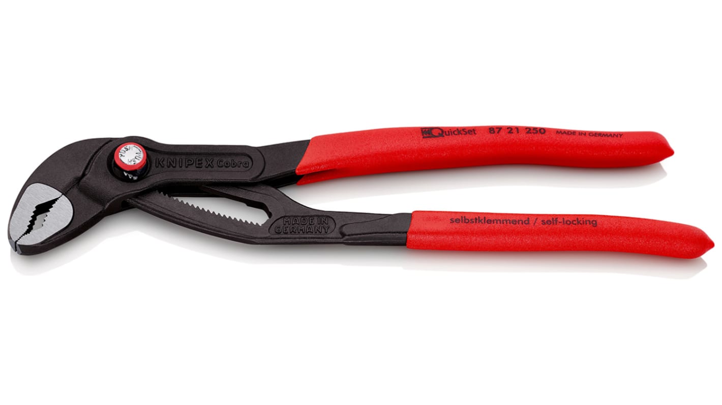 Knipex Cobra® QuickSet Water Pump Pliers, 250 mm Overall, Angled, Straight Tip, 50mm Jaw