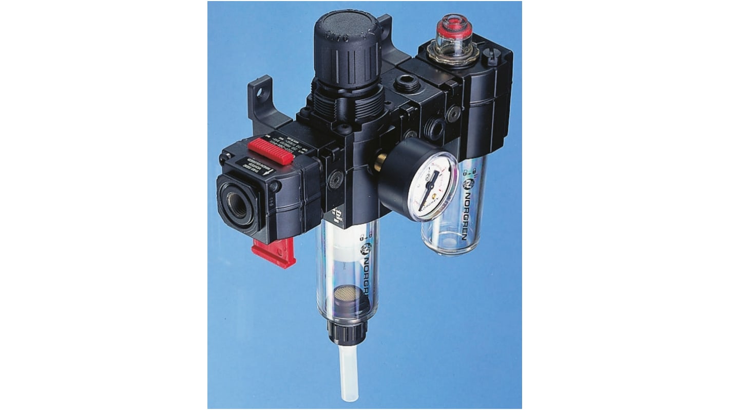 Unidad FRL Norgren, G 1/4, Purga Semiautomática, Grado de Filtración 40μm, Presión Máxima 10 bar